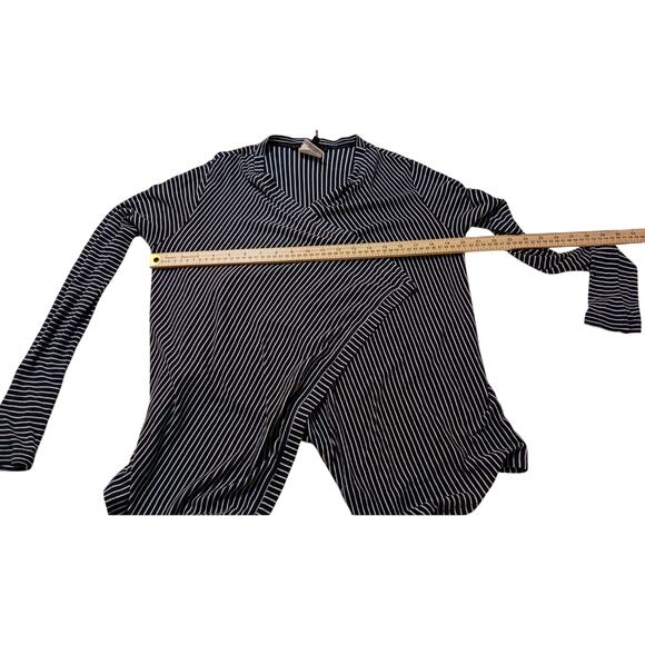 BCBG MaxAzria Open Front Womens Medium Black Stripe Long Sleeve Cardigan Top - Picture 6 of 9